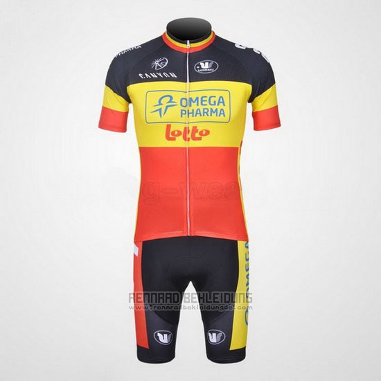 2011 Fahrradbekleidung Omega Pharma Lotto Champion Belga Trikot Kurzarm und Tragerhose